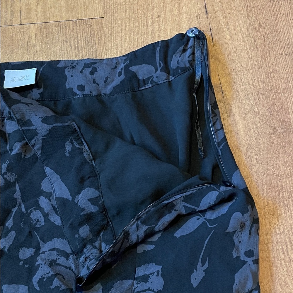 Suzy Shier Black Floral A-Line Skirt - Picture 4 of 8